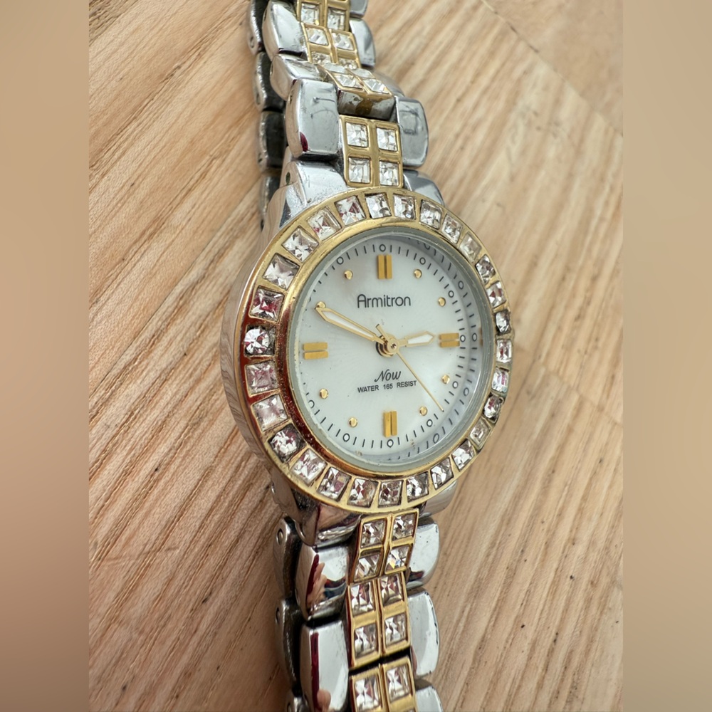 Armitron now ladies two tone dress watch NEW BATTERY View 2